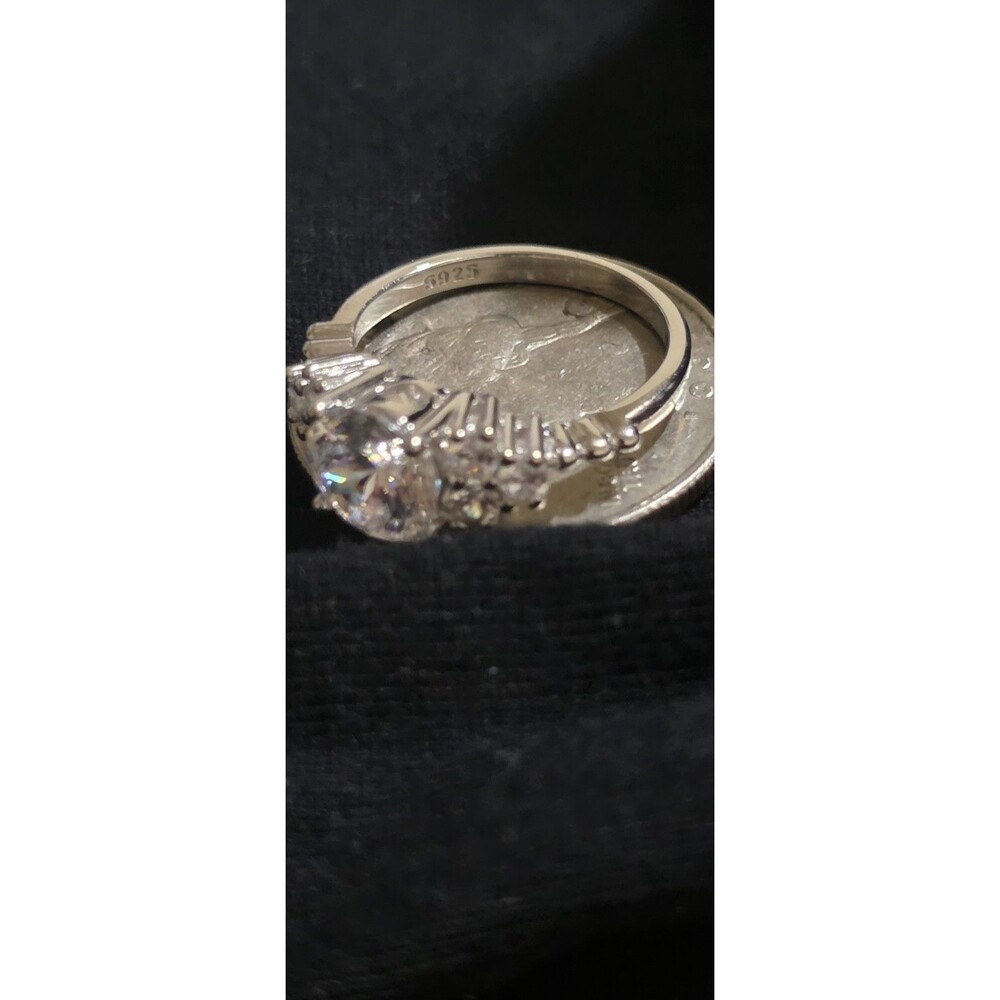 Modern Gents 925 Sterling Silver Round CZ Engagement Ring Prong Set Size 6